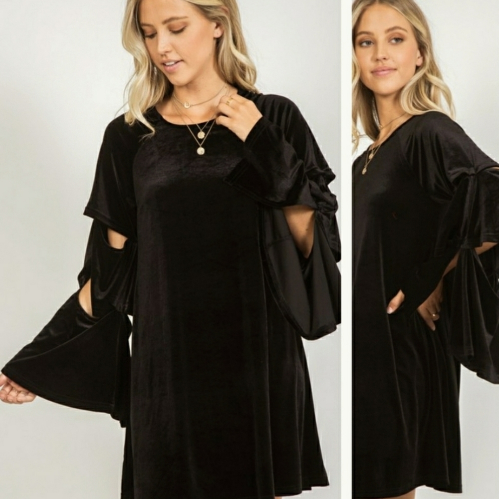 Love Riche shift dress cut-out sleeve black Small